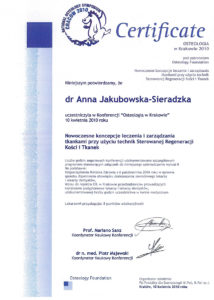 osteologia - certyfikat specjalisty stomatologa Medicodent Kielce